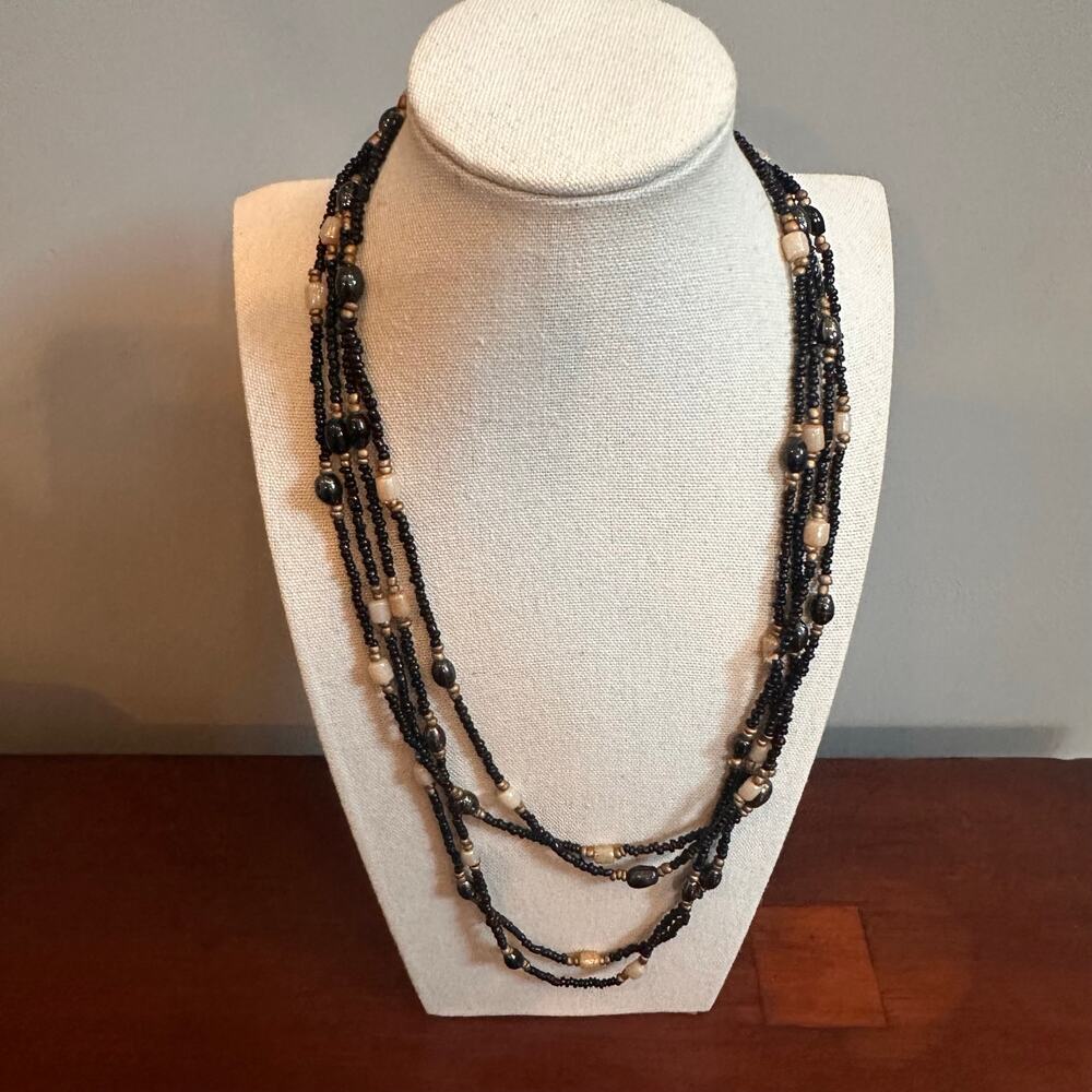 Boho Seed Bead Beaded Necklace Set of 2 Layering Boho Bohemian Casual Jewelry